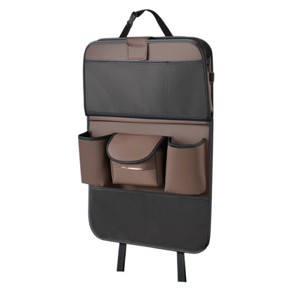 Premium Leather Car Backseat Organizer with Foldable Dining Table