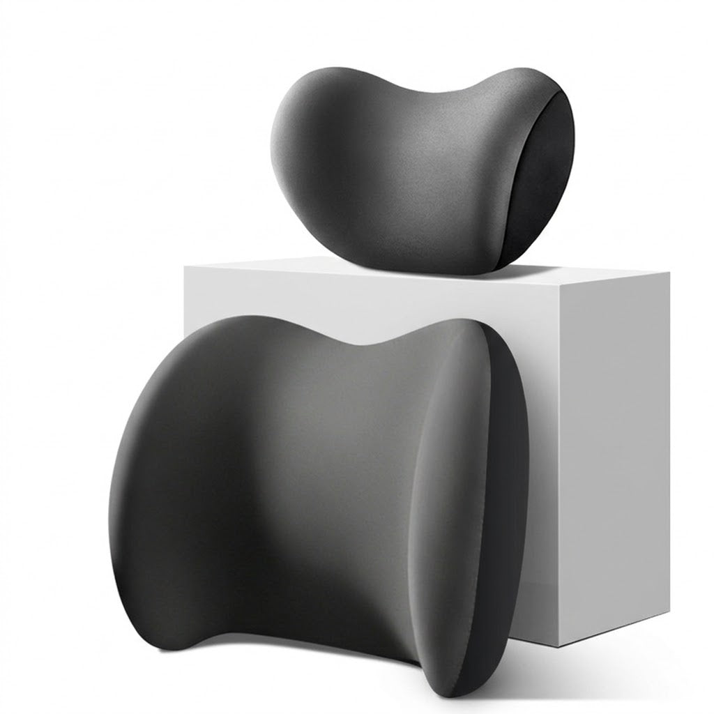 Ergonomic Memory Foam Car Headrest and Lumbar Support Set